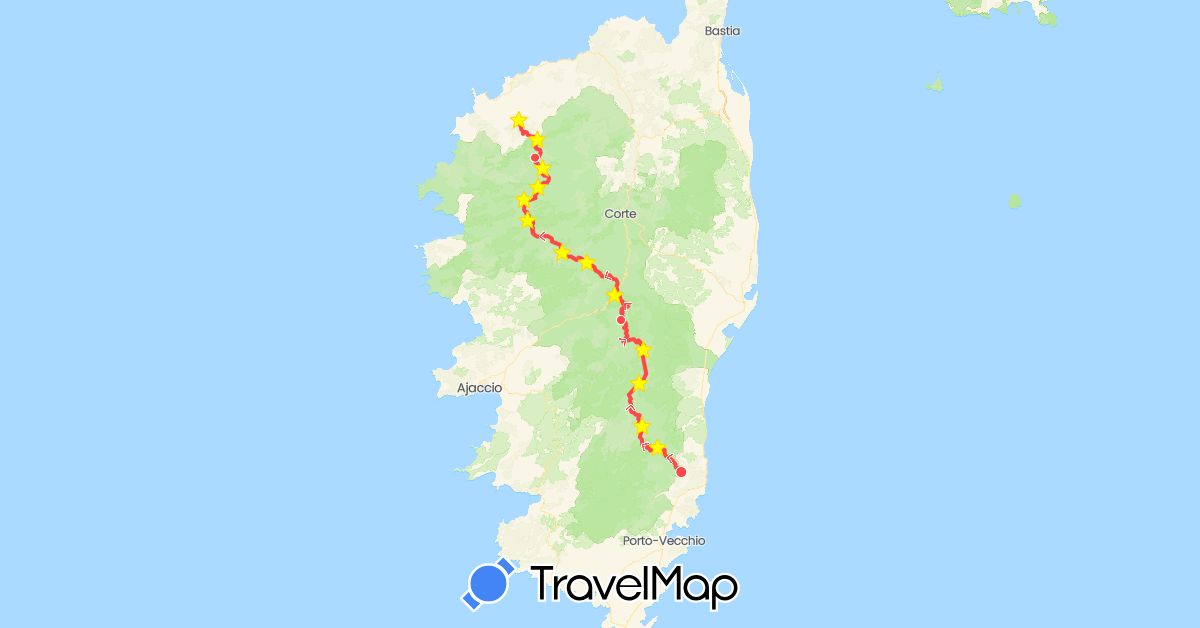 TravelMap itinerary: driving, hiking in France (Europe)